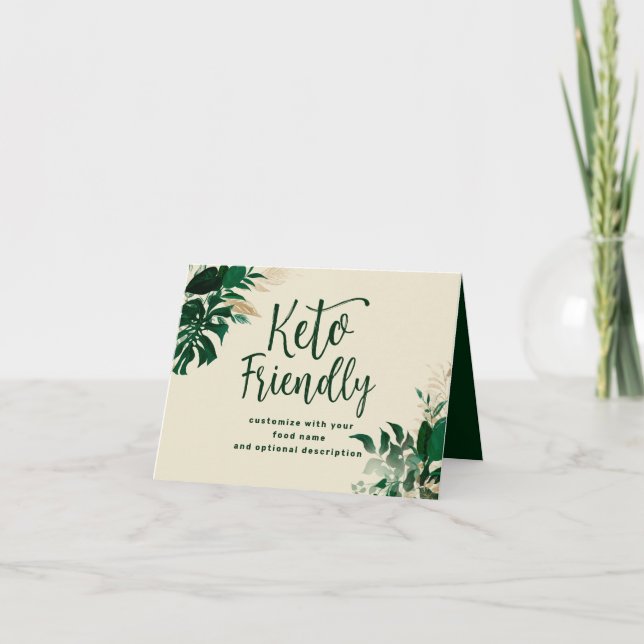 Tropiskt Foliage Keto Friendly Food Label-tecken Anteckningskort (Framsida)