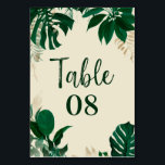 Tropiskt Foliage-Trendiget Greenery & Löv Bröllop Bordsnummer<br><div class="desc">Tropical Foliage Trendig Greenery and Löv Personlig Wedding Reception Dinner or Party Bordsnummer Cards - Trendig Marker Brushed Script Lettering. Perfekt till din bord-dekör! I en fet färg-palett med rik gröntar, emerald och guld foil. Den här designen är perfekt för en strand, destination eller sommartid i bröllop. Med känslan av...</div>