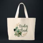 Tropiskt Foliage WandeGrey & Guld Bridesmaid Jumbo Tygkasse<br><div class="desc">Tropiskt Foliage Trendig Grey och Guld Wandement Personlig Bridesmaid Tote bags - med tropisk löv-krans. En roligt brudens sida-presentidé, eller för att hålla all bröllop-svag för dina brudar, i en fet färg palett med rik gröntar, emerald och guld. Den här designen är perfekt för en strand, destination eller sommartid i...</div>