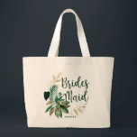 Tropiskt Foliage WandeGrey & Guld Bridesmaid Jumbo Tygkasse<br><div class="desc">Tropiskt Foliage Trendig Grey och Guld Wandement Personlig Bridesmaid Tote bags - med tropisk löv-krans. En roligt brudens sida-presentidé, eller för att hålla all bröllop-svag för dina brudar, i en fet färg palett med rik gröntar, emerald och guld. Den här designen är perfekt för en strand, destination eller sommartid i...</div>
