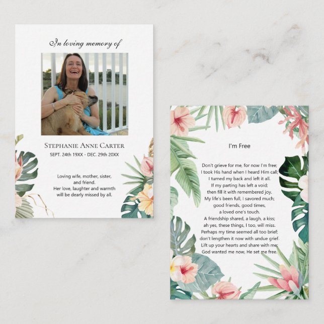 Tropiskt foto minneskort Jag är fri bönekort 4 Visitkort (Fram/baksida)