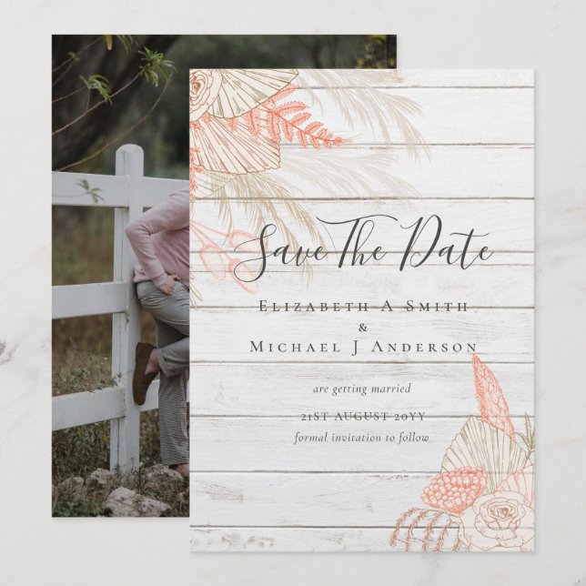 Tropiskt foto Spara Data PAMPAS GRASS Terracotta (Fram/baksida)