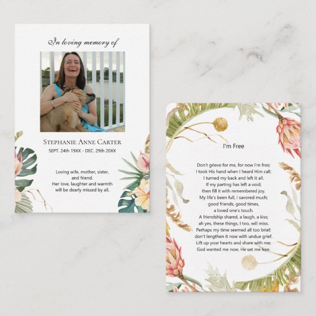 Tropiskt fotominnesmärke Jag är gratis bönekort 3 Visitkort (Fram/baksida)