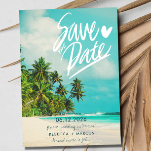 Tropiskt fotopatset Destination Wedding Spara Datumet