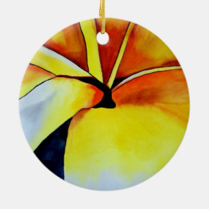 Tropiskt Frangipani-blomma vattenfärg abstrakt kon Julgransprydnad Keramik