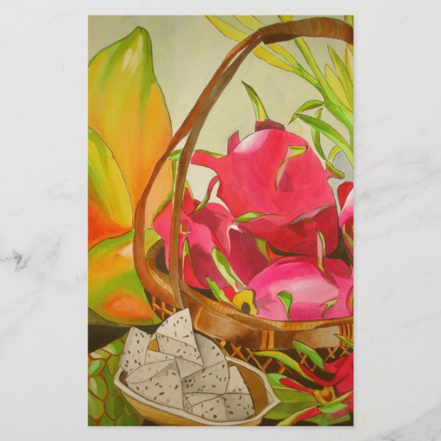 Tropiskt frukt, vattenfärgsoriginalkonstverk fortf brevpapper (Framsida)