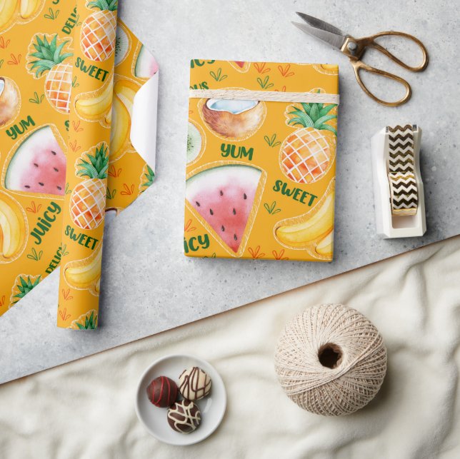 Tropiskt fruktinpackningspapper presentpapper (Hantverk)