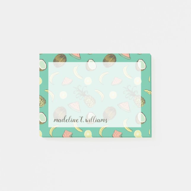 Tropiskt fruktklottermönster post-it block (Framsida)