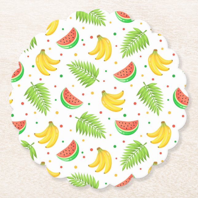 Tropiskt fruktkött, Polka, punkt Mönster Underlägg Papper (Framsida)
