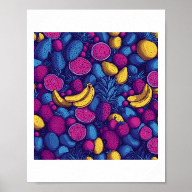 Tropiskt fruktmönster – exotisk livfull designsti poster (Framsidan)