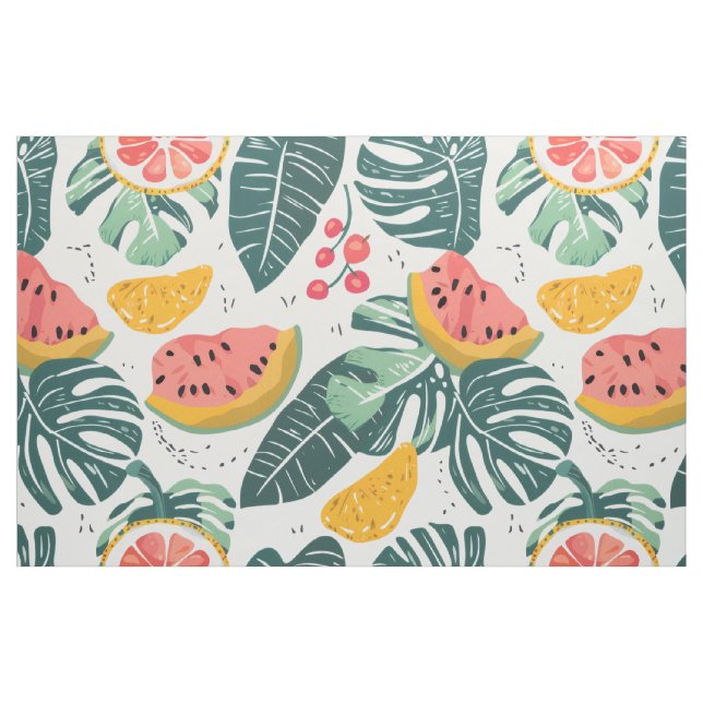 Tropiskt fruktmönster | Sömlös sommarstugestil Tyg (Fat Quarter)
