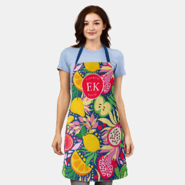 Tropiskt frukts, Monogram, vattenfärg, sommaren Mö