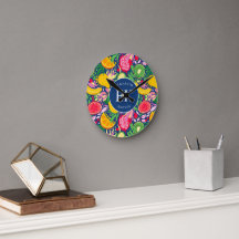 Tropiskt frukts, Monogram, vattenfärg, sommaren Mö