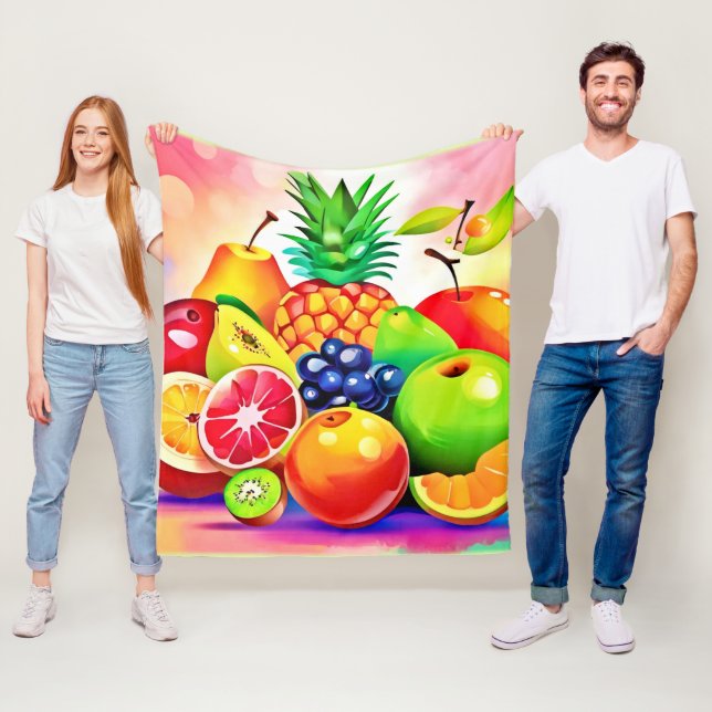 Tropiskt fruktsortiment fleecefilt (På plats)