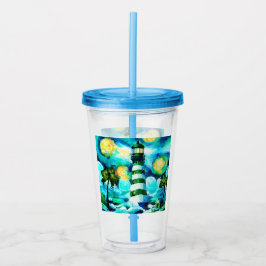 Tropiskt fyr & Handflatan Träd Grönt Blue Teal Take Away Mugg