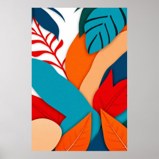 Tropiskt geometri: Fet och brant digitalt kollage Poster