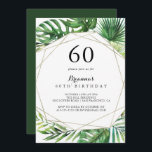 Tropiskt Geometriskt mål 60:e Födelsedagsfesten Inbjudningar<br><div class="desc">Denna geometriska destination tropiska 60:e födelsedagsfest inbjudan är perfekt för en modern födelsedagsfest. Konstruktionen har handmålad vattenfärg grönt handflatan och banan löv som är väl placerad i vackra buketter och som fäster ett guld geometriskt ram.</div>