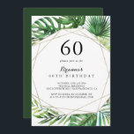 Tropiskt Geometriskt mål 60:e Födelsedagsfesten Inbjudningar<br><div class="desc">Denna geometriska destination tropiska 60:e födelsedagsfest inbjudan är perfekt för en modern födelsedagsfest. Konstruktionen har handmålad vattenfärg grönt handflatan och banan löv som är väl placerad i vackra buketter och som fäster ett guld geometriskt ram.</div>