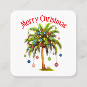 Tropiskt god jul Handflatan Träd Light Hawaiian Fyrkantigt Visitkort