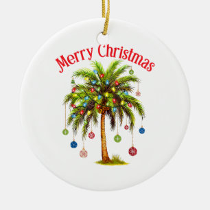Tropiskt god jul Handflatan Träd Light Hawaiian Julgransprydnad Keramik