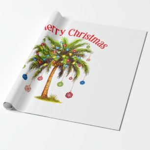 Tropiskt god jul Handflatan Träd Light Hawaiian Presentpapper
