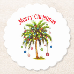 Tropiskt god jul Handflatan Träd Light Hawaiian Underlägg Papper