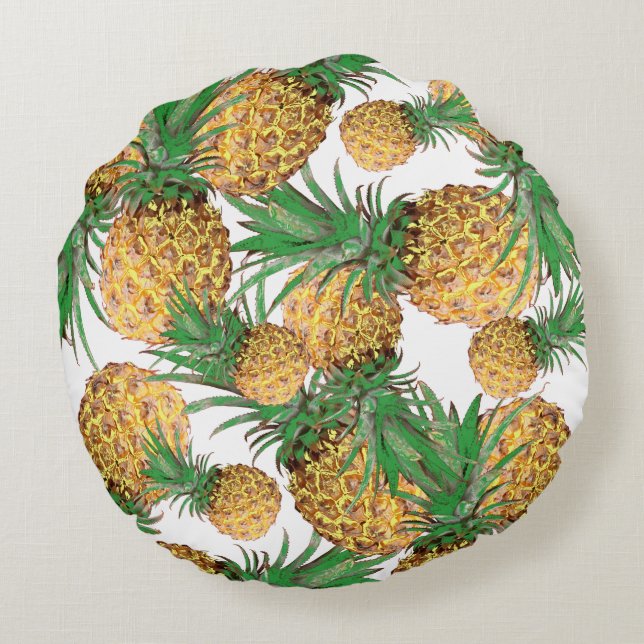 Tropiskt Goda Ananas Mönster Rund Kudde (Baksidan)