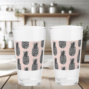 Tropiskt Grått och Rosa ananas, sömlös Mönster Glaskopp