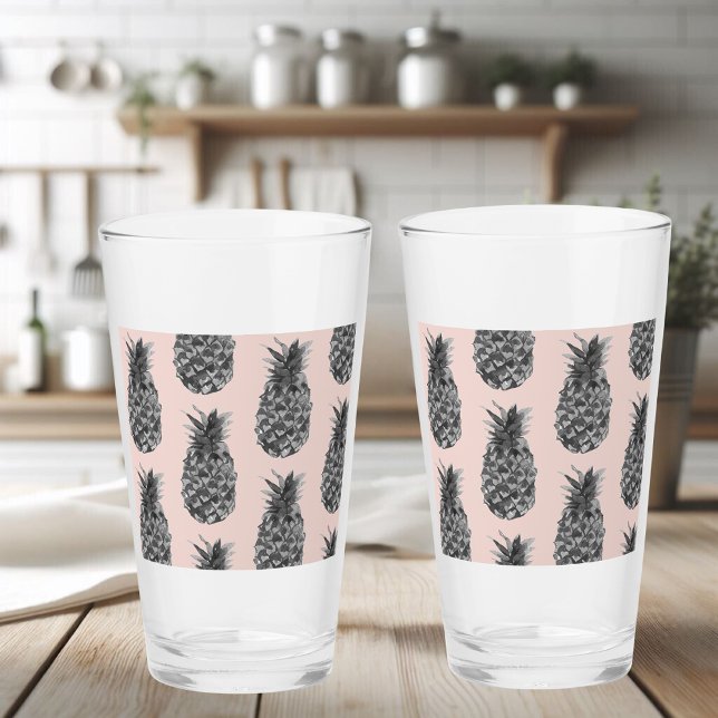 Tropiskt Grått och Rosa ananas, sömlös Mönster Glaskopp (Skapare uppladdad)