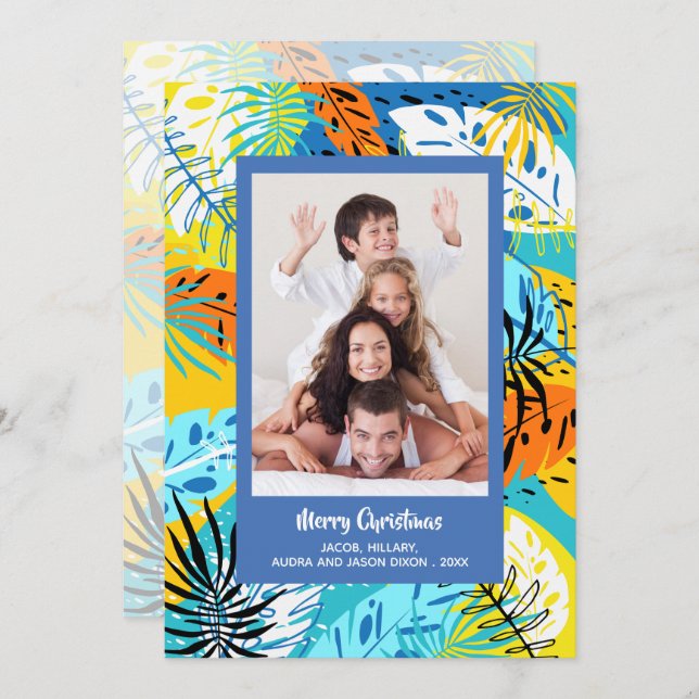 Tropiskt Greenery-julfoto Julkort (Fram/baksida)