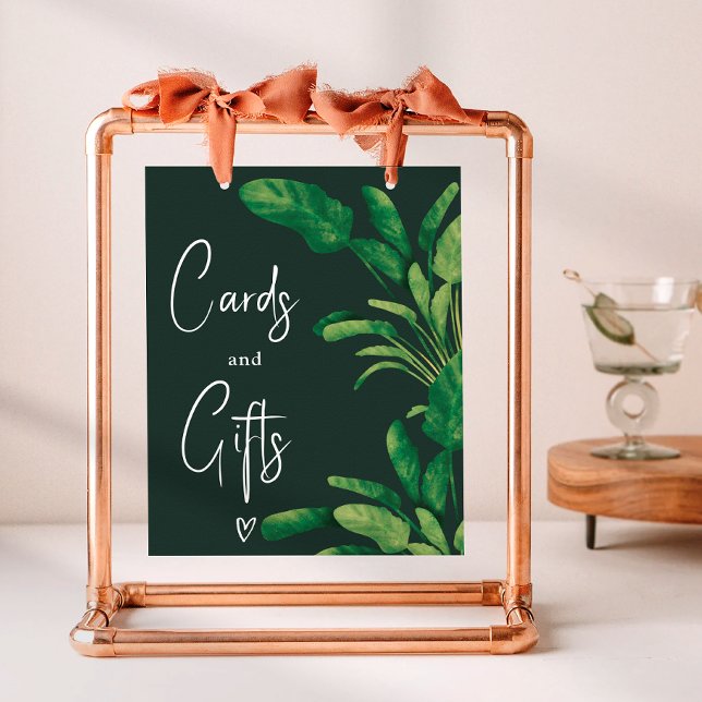 Tropiskt grey löv möhippa-tecken poster (Tropical greenery leaf bridal shower sign)