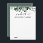 Tropiskt Grey White Bröllop Bucket List Cards Vykort<br><div class="desc">Dessa tropiska gröna vita bröllop-hakerkort är perfekten för en girig bröllopsmottagning eller möhippa. Grönt handflatan lämnar buketter med vita vackra blommor. Ändra ordalydelsen till kostym vid alla livshändelser. Bucketlistskylten säljs separat.</div>