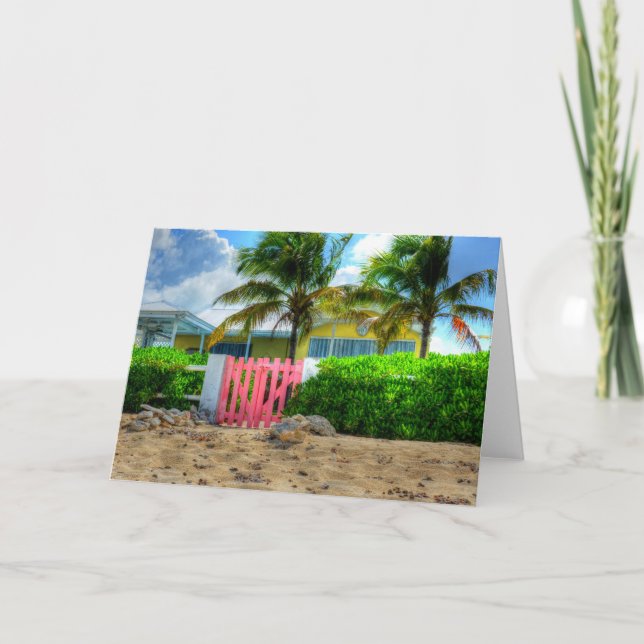 Tropiskt Grind-hälsningskort för Rosa Kort (Framsida)