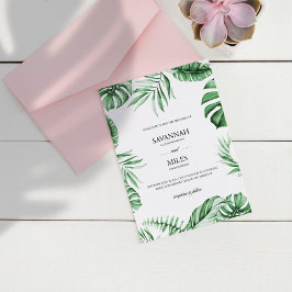 Tropiskt Grön Palmblad Ram Bröllopsinbjudan Inbjudningar