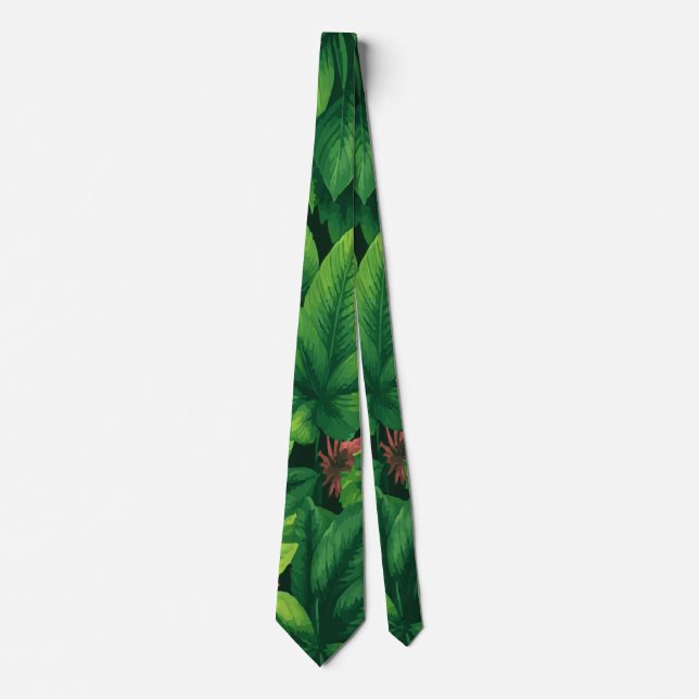 Tropiskt grönt bladsmönster slips (Framsida)