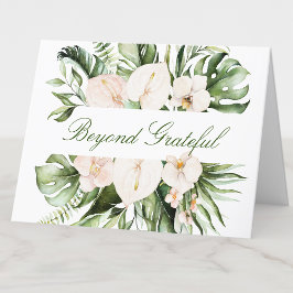 Tropiskt grönt blomster tackkort