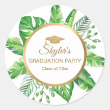 Tropiskt grönt guld-tema examensfest