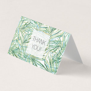 Tropiskt Grönt Löv Vattenfärg Tack Kort