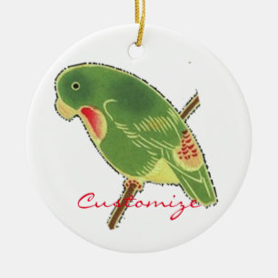 Tropiskt Grönt parakeet Thunder_Cove Julgransprydnad Keramik