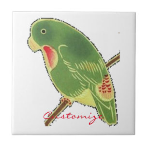 Tropiskt Grönt parakeet Thunder_Cove Kakelplatta