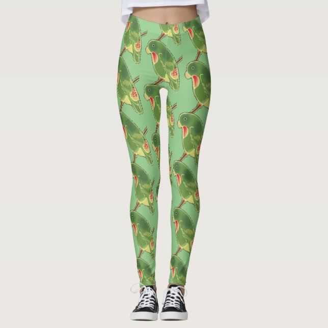 Tropiskt Grönt parakeet Thunder_Cove Leggings (Framsida)