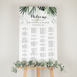 Tropiskt grönt, vitt, alfabetiskt sittningsschema poster