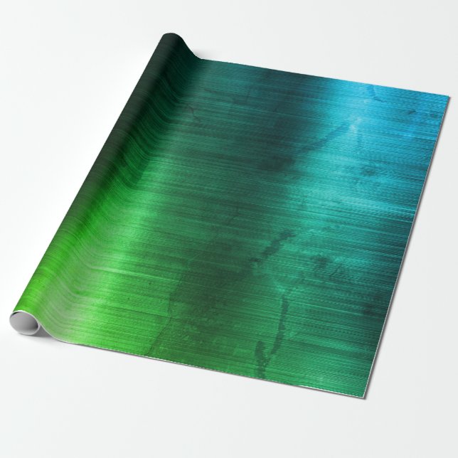 Tropiskt grungy Aquatic Metallic Industrial VIP Presentpapper (Utrullad)