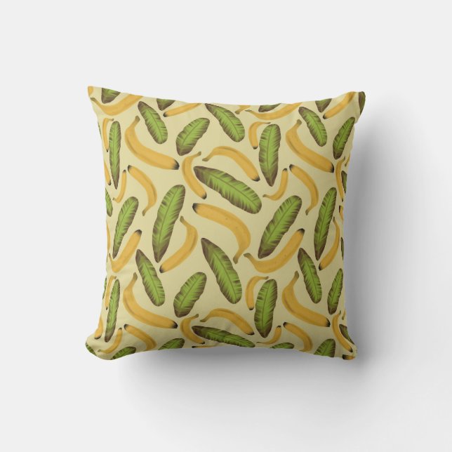 Tropiskt gul bananbladsmönster  kudde (Framsida)