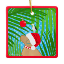 Tropiskt Gul lab jultomtens Hund Ornament