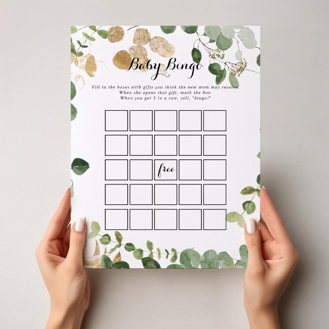 Tropiskt Guld Grönt Foliage Baby Bingo Shower Game (Skapare uppladdad)