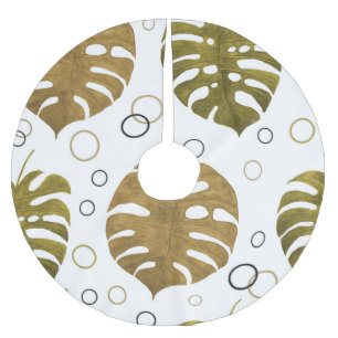 Tropiskt Guld: Monstera Löv Watercolor Julgransmatta Borstad Polyester