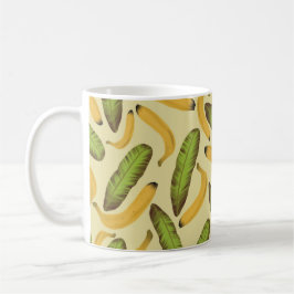 Tropiskt gult bananbladsmönster kaffemugg
