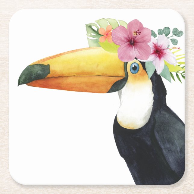 Tropiskt halo - Toucan Underlägg Papper Kvadrat (Framsidan)