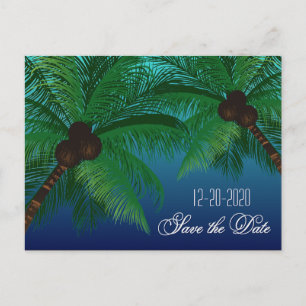 Tropiskt Handflatan Beach Wedding Sparat datumet T Meddelande Vykort